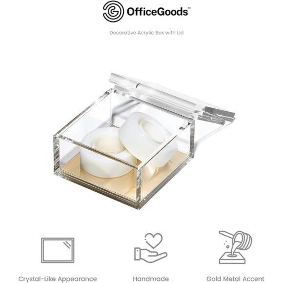 Acrylic Desk Organizer w/Gold Base – Functional & Elegant Odds & Ends Box - Picture 5 of 8